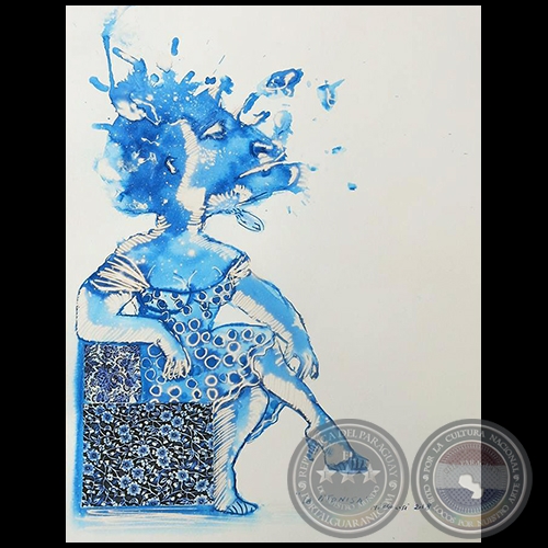 La Pitonisa - Serie AZUL dibujo sobre papel de Ricardo Migliorisi - Ao: 2018